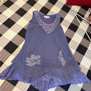 Pretty Angel Tiered Ruffle‎ Hem Green Mini Dress Large Pullover Silk Blend